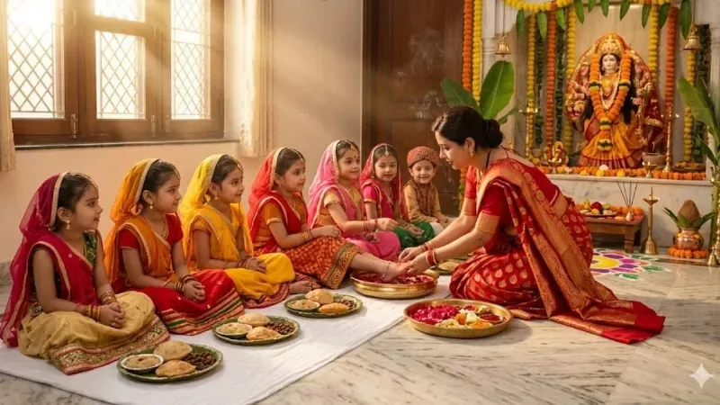 कन्या पूजन में न करें ये गलतियां! जानिए पूजा की सही विधि और जरूरी नियम ...